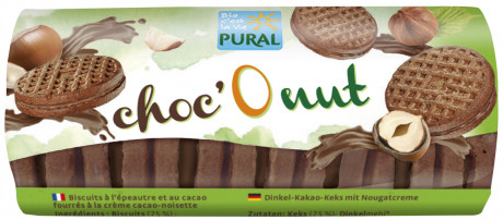 Choc'O nut biscuits à l'épeautre fourrés à la crème cacao-noisettes