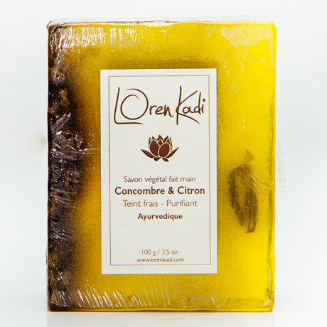 Savon ayurvédique végétal fait main "Concombre & Citron" Teint frais
