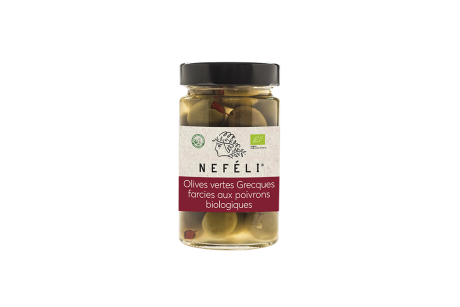 Olives vertes farcies aux poivrons