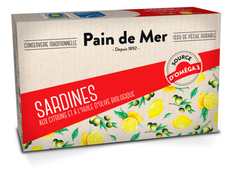 Sardines aux citron et à l'huile d'olive biologique